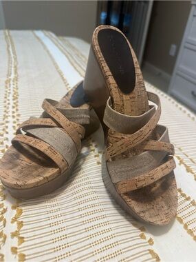 Donald Pliner Cork Wedge Slide Sandals -
